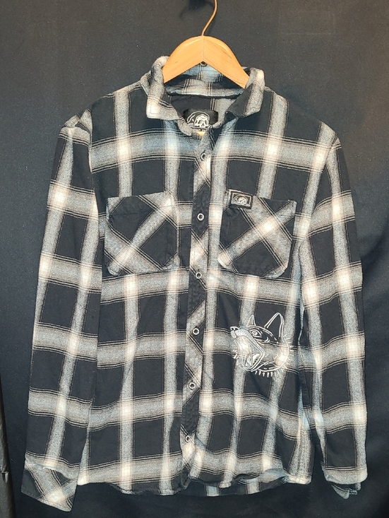 Lurking Class Other - Lurking Class Plaid Flannel Hoodie Button Front Size M Black Street Grunge Skate